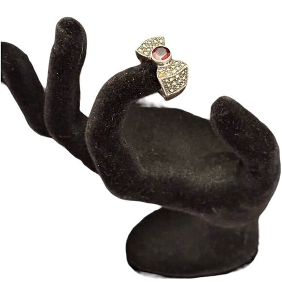 Vintage Ruby And Marcasite Bow Tie Ring - Picture 1 of 7